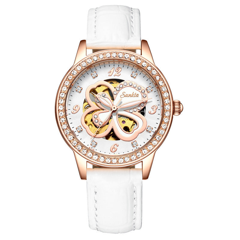 Sunkta Elegant Ladies Fashion Wristwatch with Ceramic Stainless Steel Band