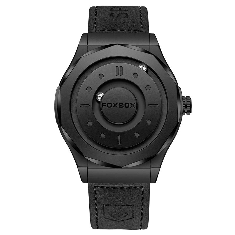 FOXBOX Men's High-Tech Magnetic Levitation Concept Watch (All Black).