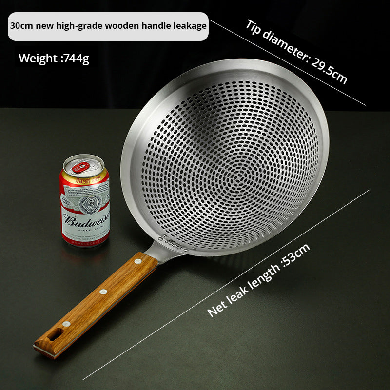 Large Stainless Steel Spider Strainer Skimmer with Wooden Handle for Frying and Cooking