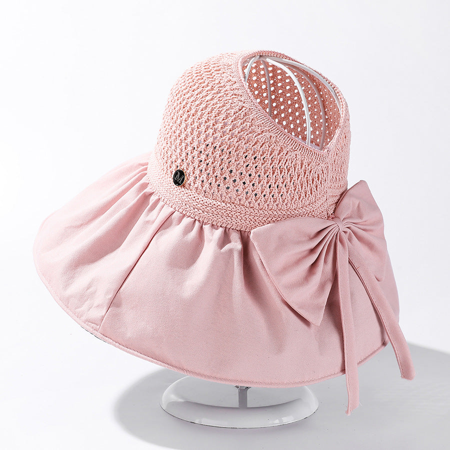 Women's Summer Wide Brim Sun Hat - Foldable Beach Visor with UV Protection