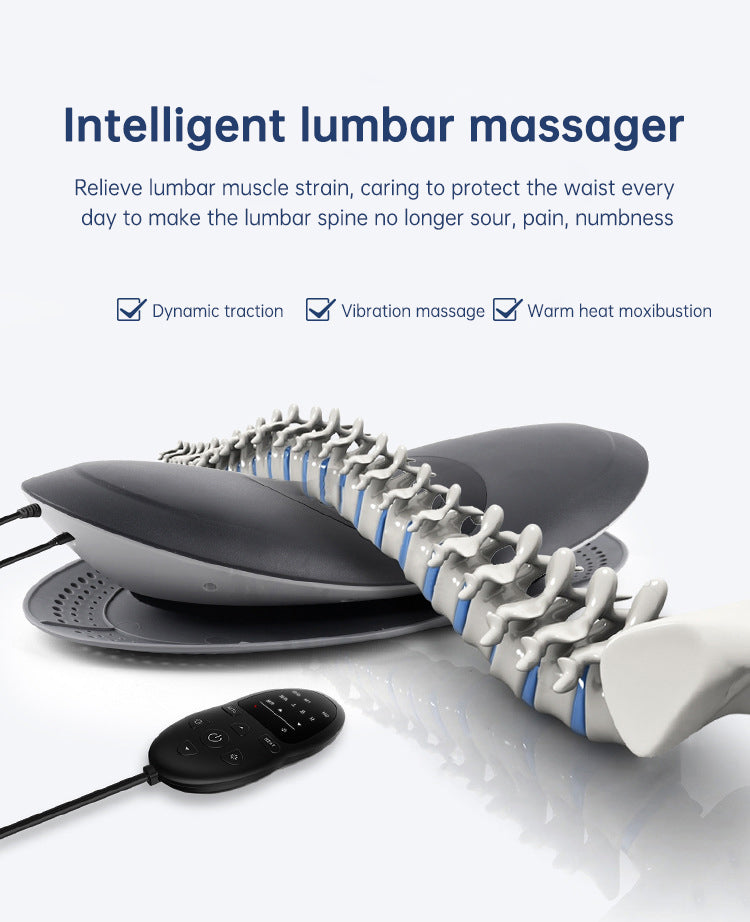 Smart Lumbar Traction Massager | Heated Back Stretcher with Air Pressure Relief & Cervical Support
