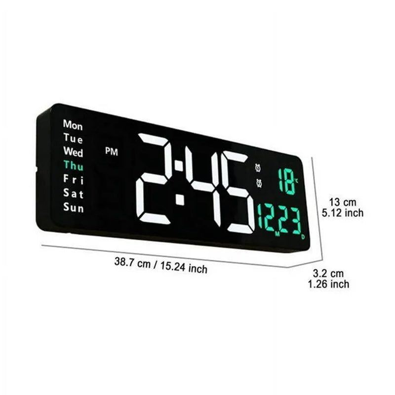 Modern RGB Digital Wall Mount Clock with Dual Alarms & Memory Function