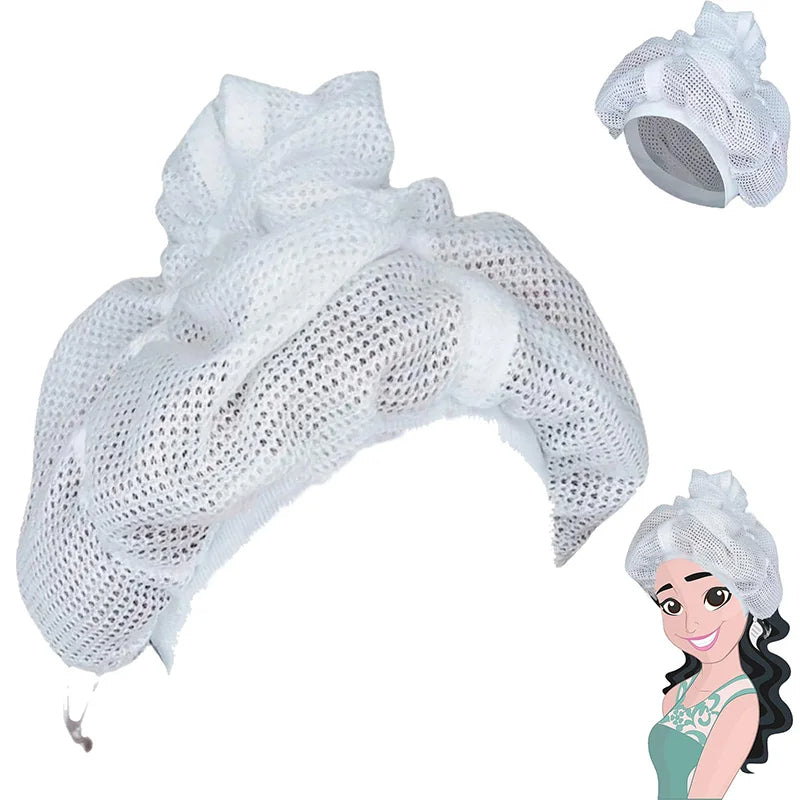 Adjustable Net Plopping Cap for Drying Curly Hair – Breathable Quick-Dry Mesh Bonnet for Frizz-Free Curls
