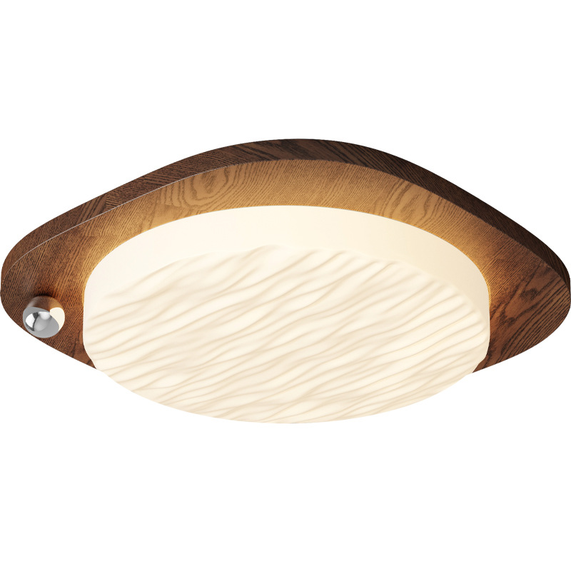 Retro Walnut Wood Grain Ceiling Lamp - Full Spectrum Eye Protection Bedroom Light