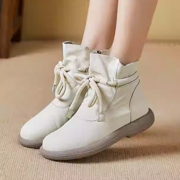 Casual Winter Ankle Boots with Soft Sole | Ladies' Warm Wool Cotton Flat Low-Top Shoes