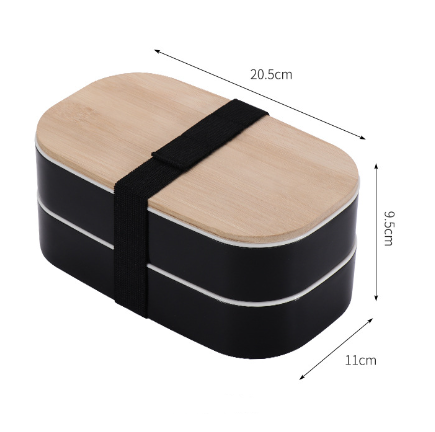 Japanese Style Double-Layer Bento Lunch Box with Natural Bamboo Lid & Portable Cutlery Set (Leak-Proof & Eco-Friendly)
