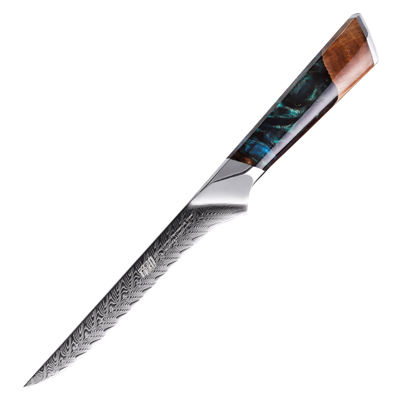 Fengjin Yaoying Series Boning Knife with Damascus Pattern and Resin Handle