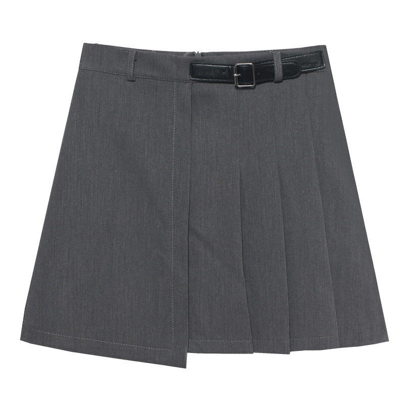 Chic Irregular A-Line Mini Skirt with Faux Leather Belt