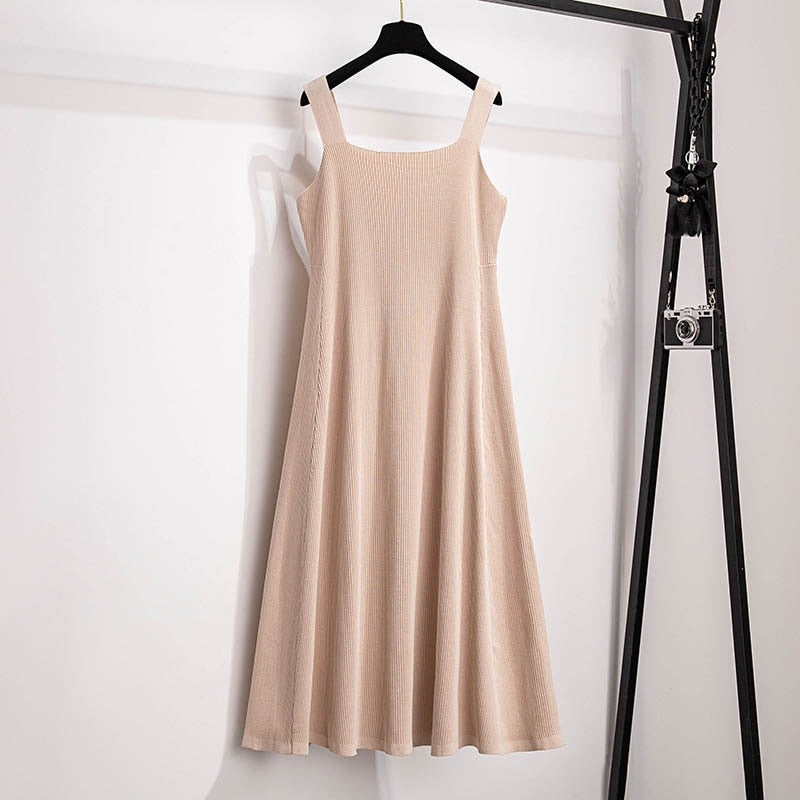 Elegant Sleeveless Knitted Maxi Dress - Comfortable Extra Large Summer Wear