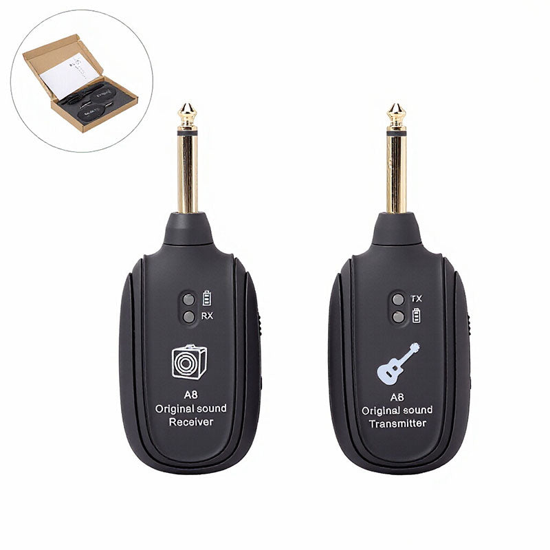 Wireless Guitar Transmitter Receiver System with USB Charging for Instruments