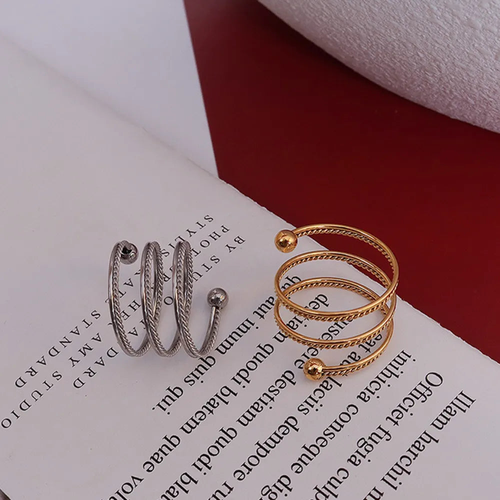 Gold Tone Beaded Spiral Wrap Ring