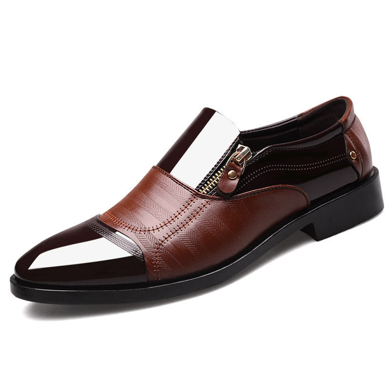 Men's Business Formal Leather Shoes - Glossy Pointed Toe Slip-On Dress Shoes