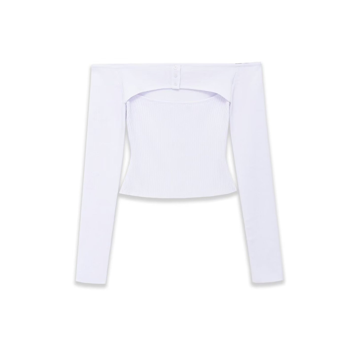 Trendy Hollow Out Knitted Bolero Shrug - Spicy Girl Style Adjustable Long Sleeve Crop Top