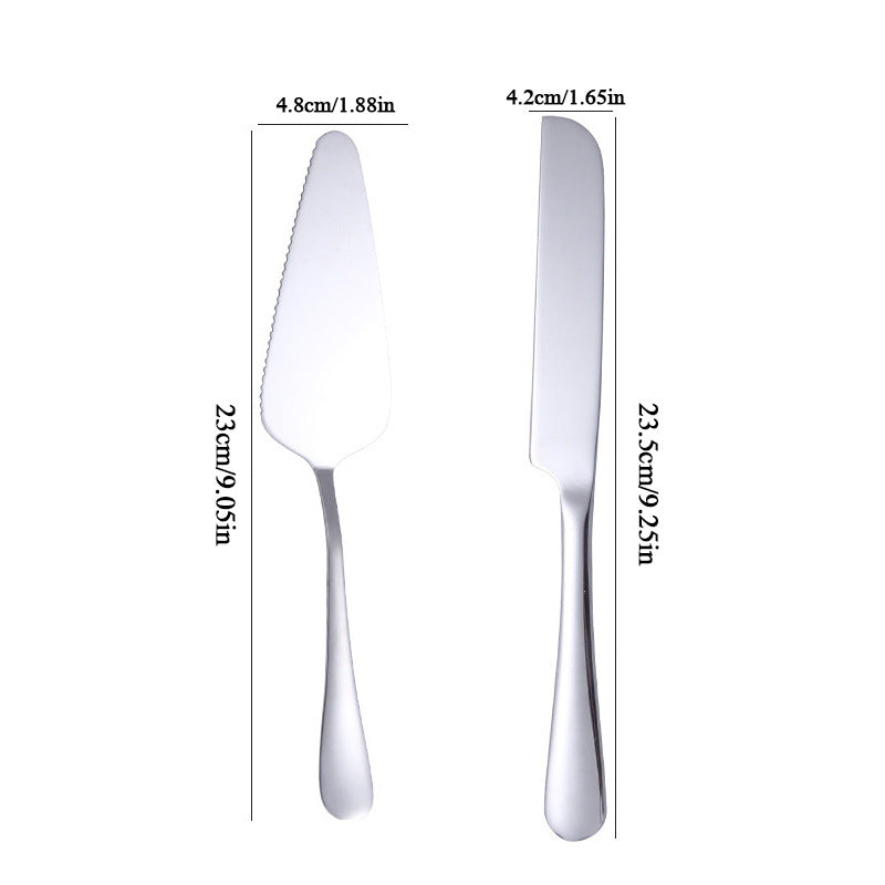 Personalized Custom Stainless Steel Cake Knife & Spatula Set for Weddings & Parties