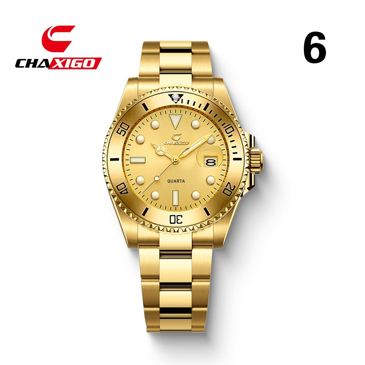 CHAXIGO Luxury Men's Quartz Watch - Submariner Style Waterproof Alloy Wristwatch