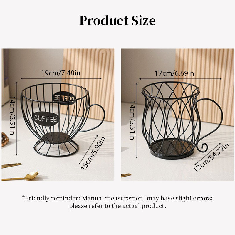 Elegant Mug-Shaped Coffee Pod Holder - Large Capacity Metal Capsule Organizer