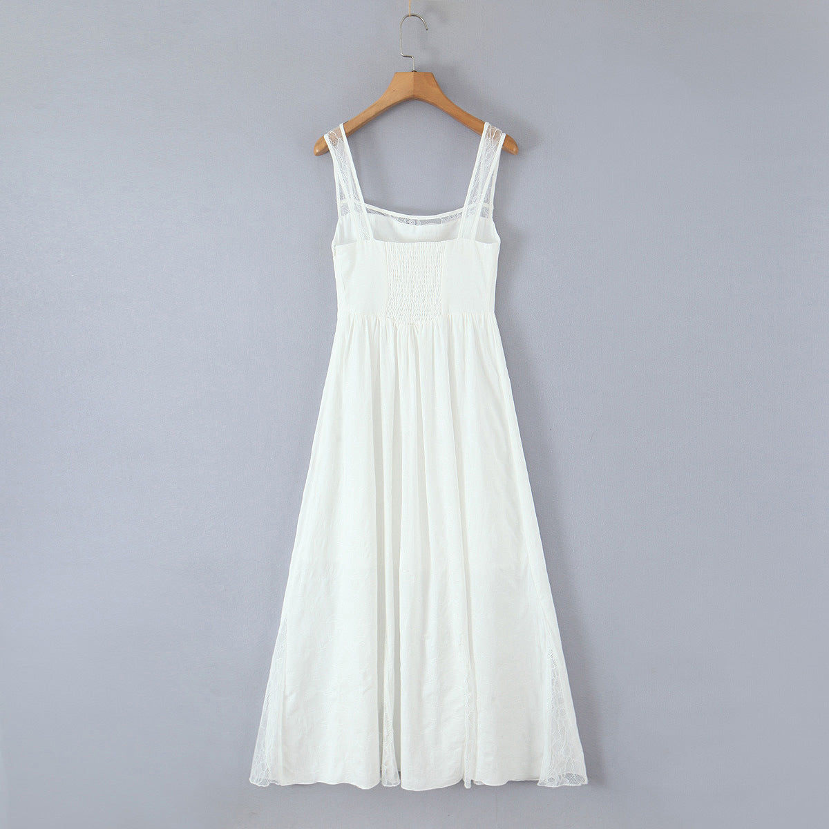 Elegant White Lace Patchwork Maxi Dress - Vintage Style Summer Gown