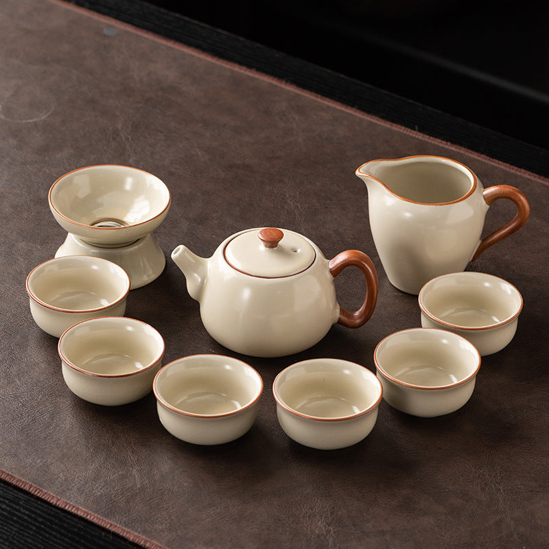 Traditional Ru Kiln Chinese Kung Fu Tea Set - Premium Ceramic Xishi Teapot & Tea Cup Set