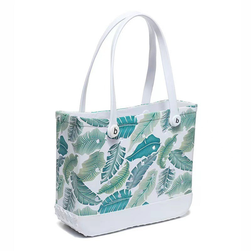 Printed EVA Beach Storage Bag - Waterproof Outdoor Basket & Handbag with Cow Print