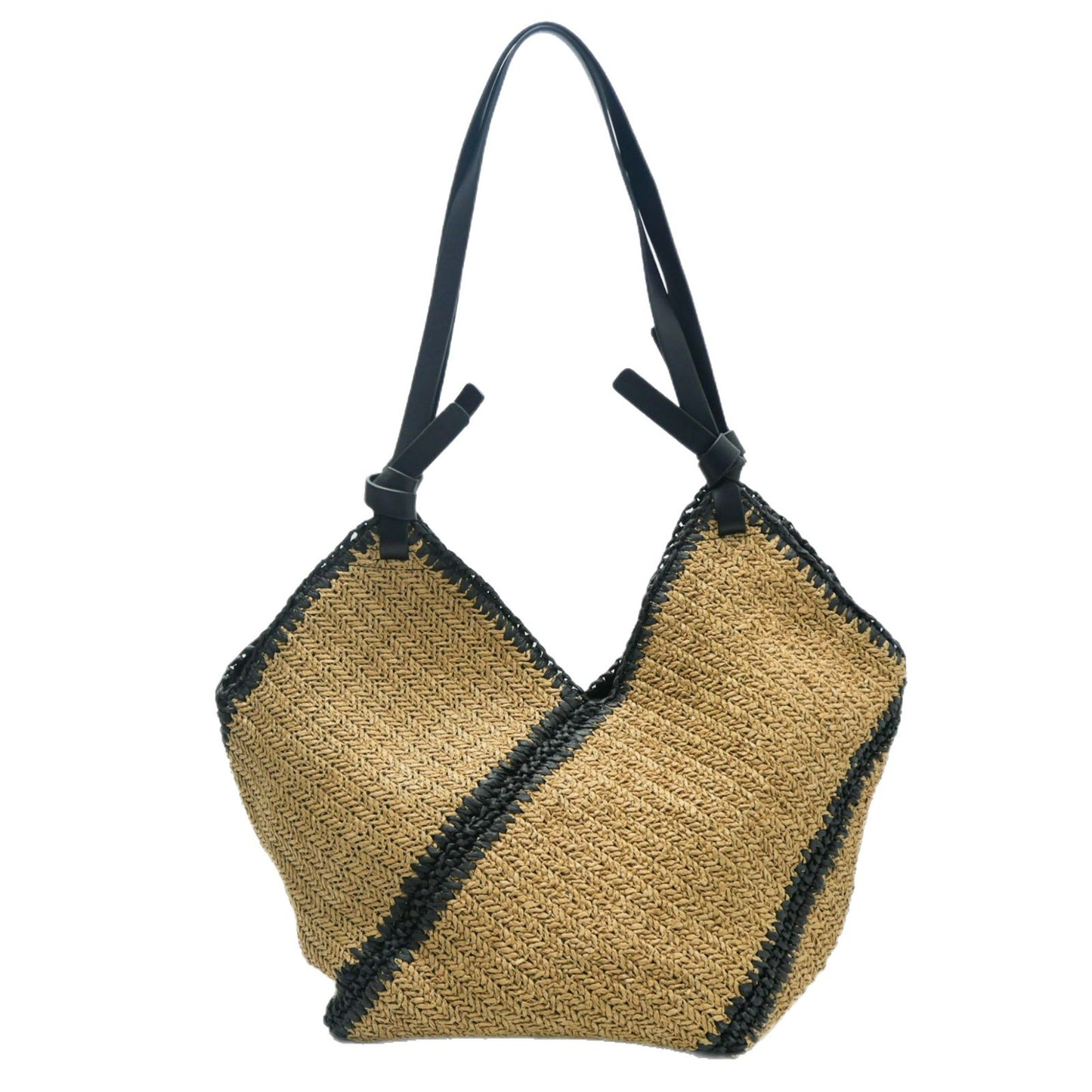 Stylish Striped Single Shoulder Woven Straw Bag