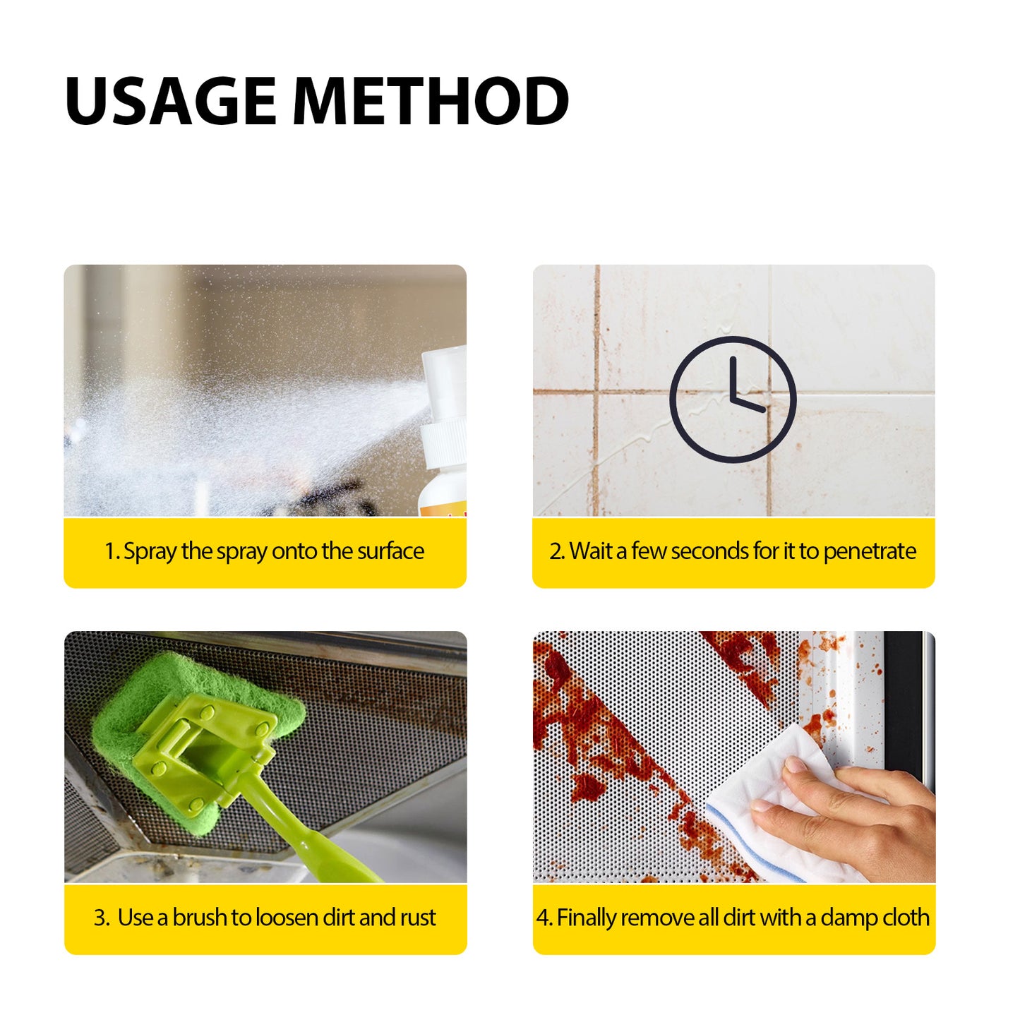 Powerful Multi-Purpose Stain & Rust Cleaner Spray – Ultimate Kitchen Degreaser & Metal Polishing Solution