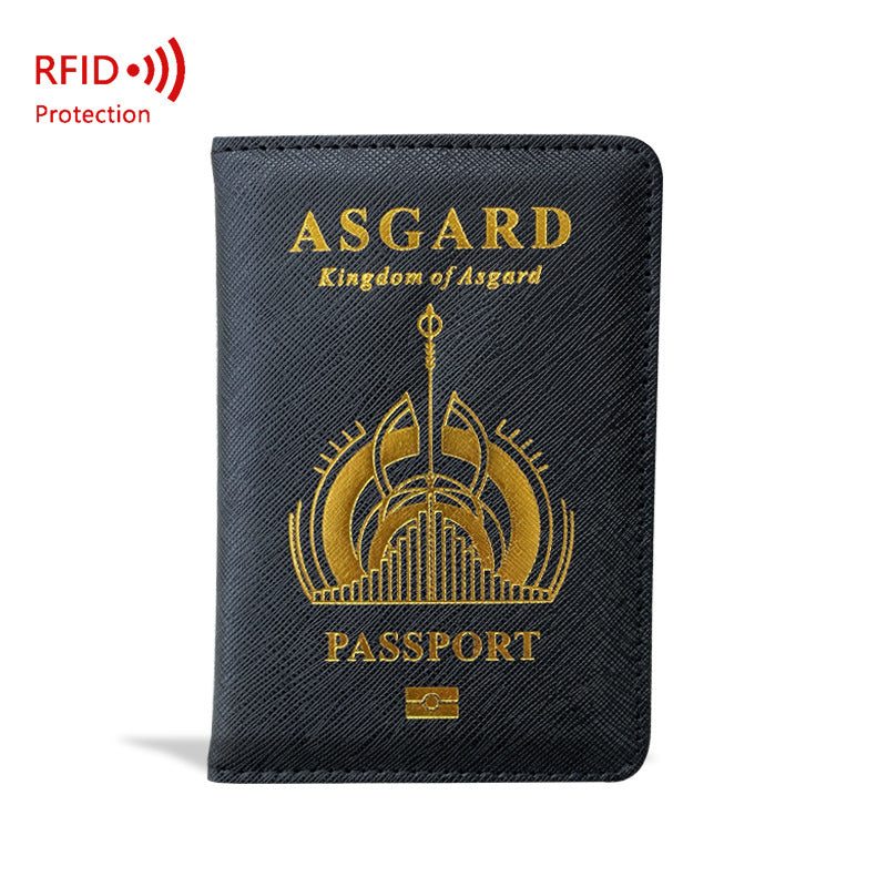 Hogwarts Magic School RFID Blocking Passport Cover - Cross Pattern PU Leather Travel Wallet