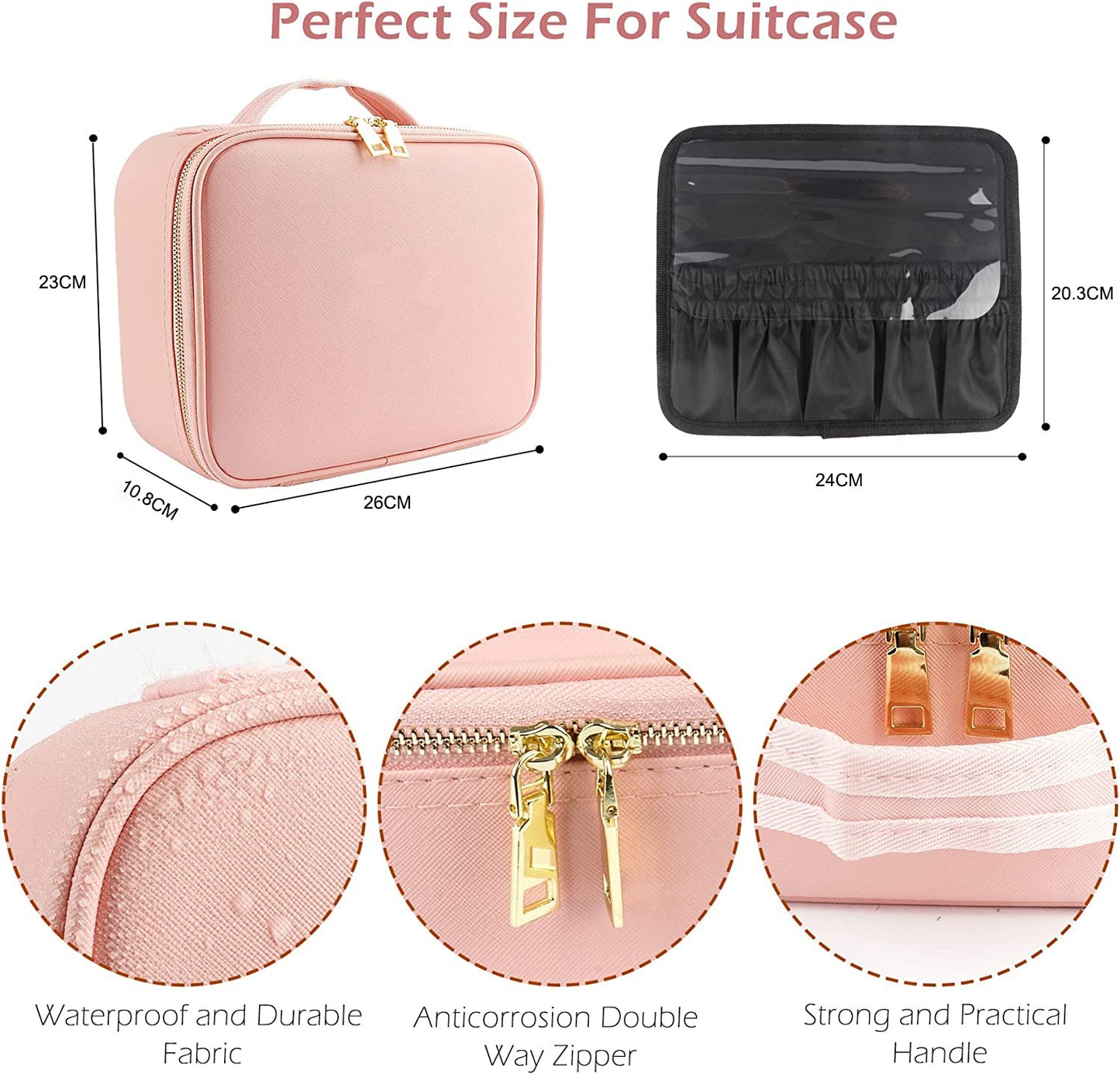Large Capacity LED Mirror Makeup Bag – Multifunctional DIY Partition Storage Box