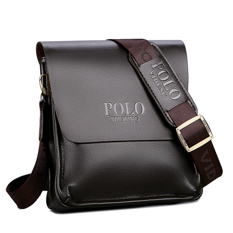 Men's Black Faux Leather Saddle Crossbody Shoulder Bag with Zipper
