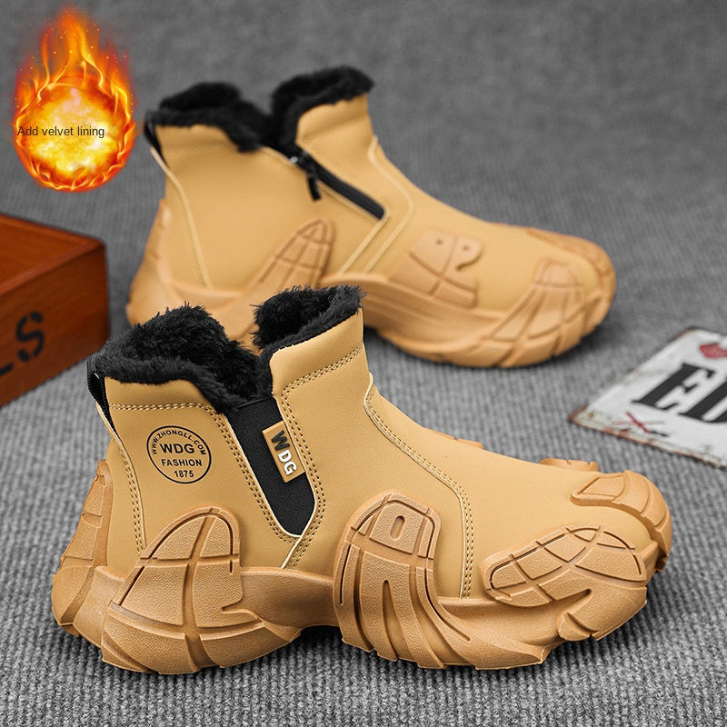 Heavy Duty Men's Waterproof Martin Boots – Anti-Slip Labor Protection Shoes with Plush Warm Lining