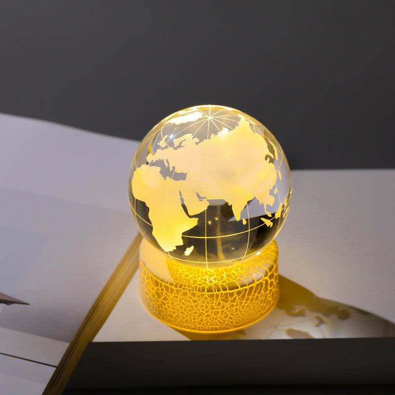 3D Inner Carved Crystal Ball Night Light – Creative Badminton Shuttlecock LED Lamp
