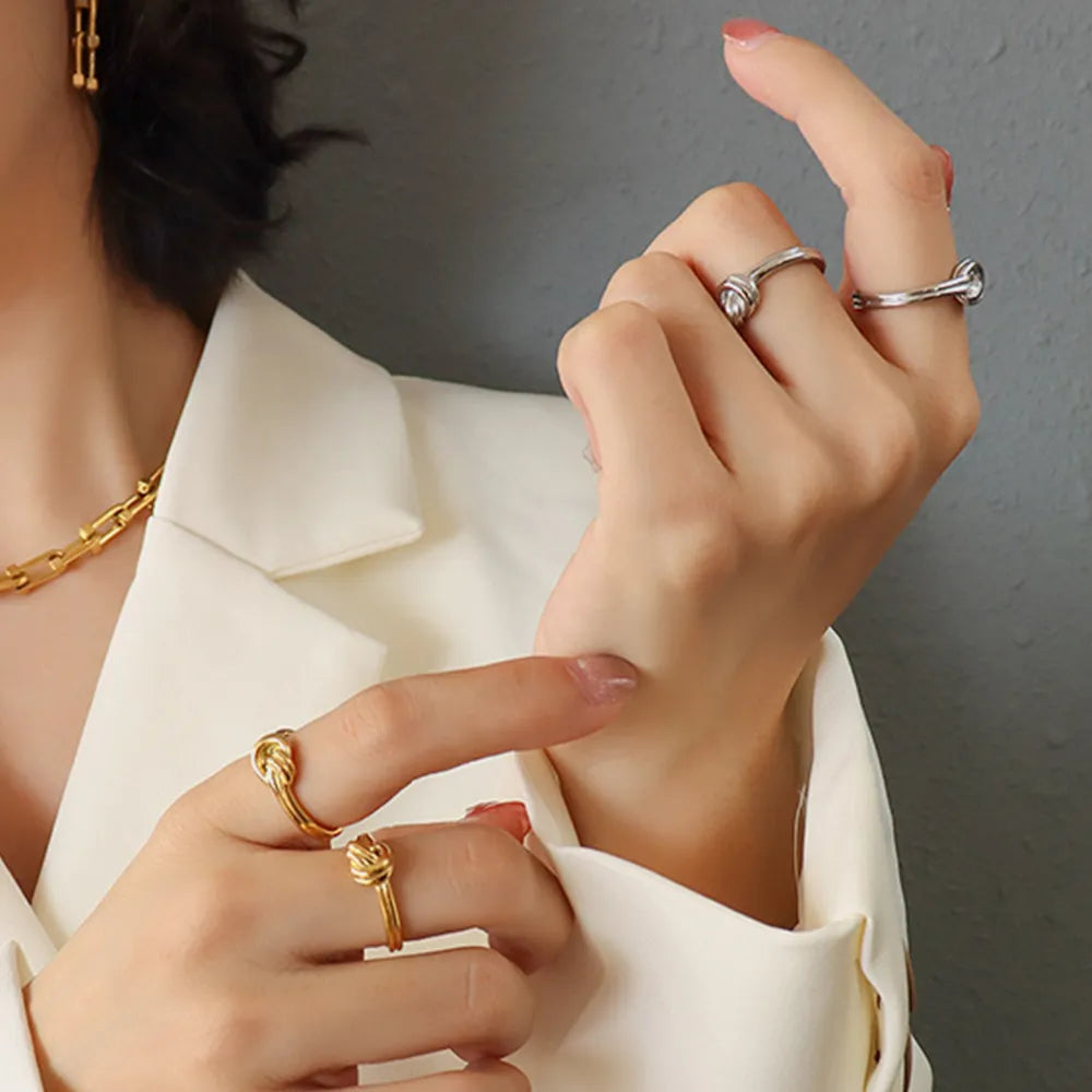 Minimalist Titanium Steel Love Knot Ring