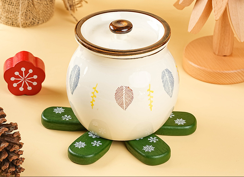 Solid Wood Tree-Shaped Drink Placemat - Unique Festive Table Trivet & Gift