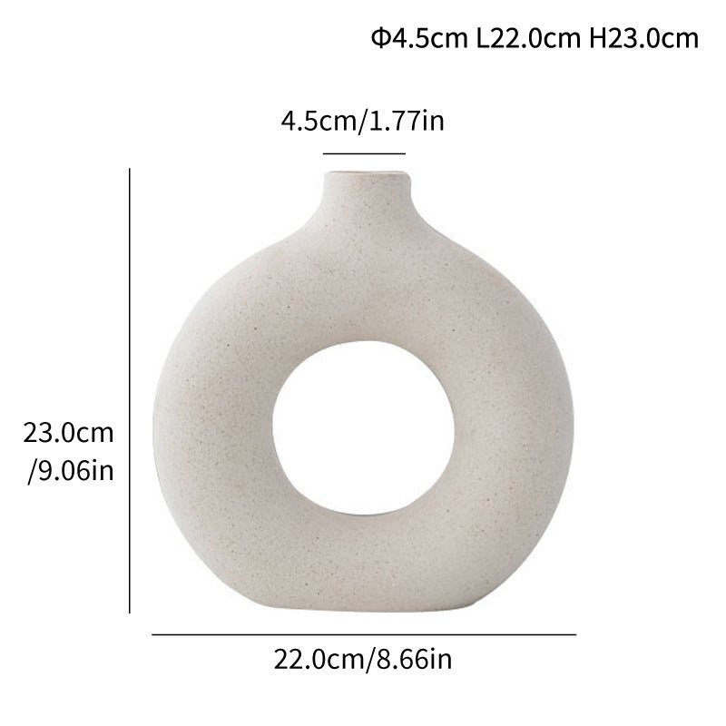 Minimalist Ceramic Nordic Vase – Creative Modern Doughnut Vase for Home Decor