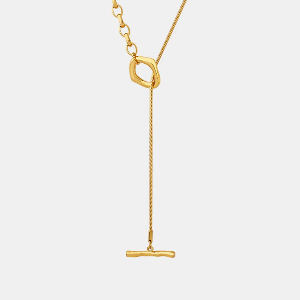 Long Titanium Steel Double Ring Pendant Necklace