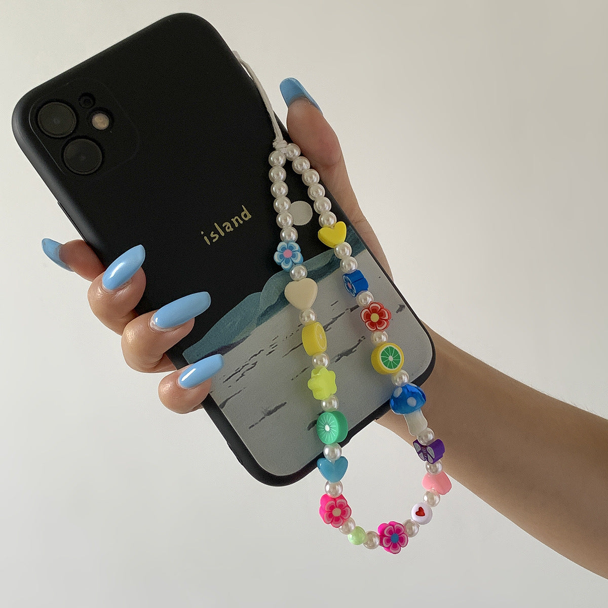 Beaded Daisy & Fruit Phone Chain Lanyard - Colorful Aesthetic Charm & Keychain