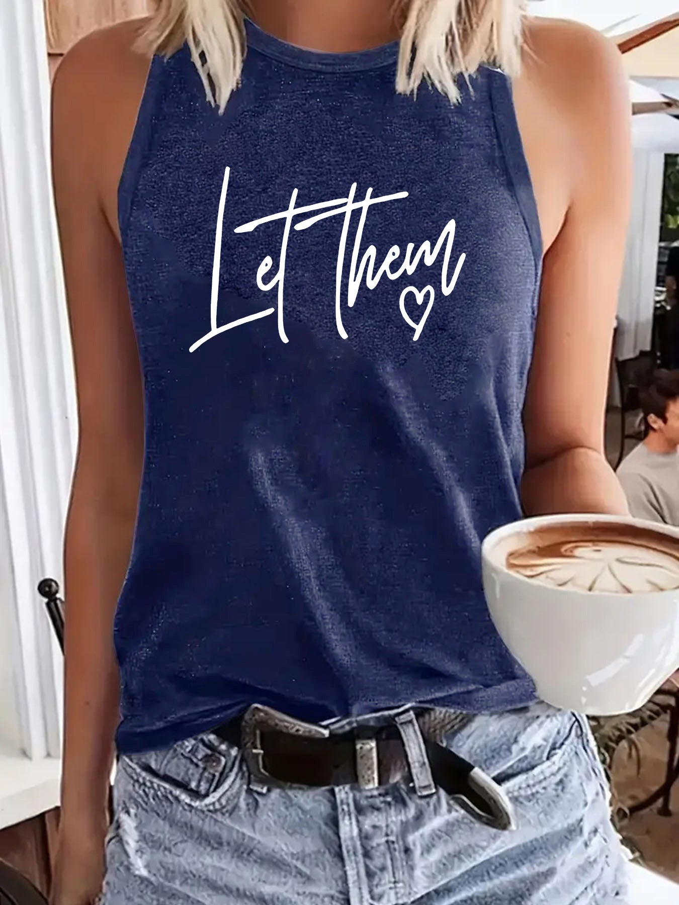 Let Them' Slogan Printed Vest | Loose Fit Graphic Tank Top for