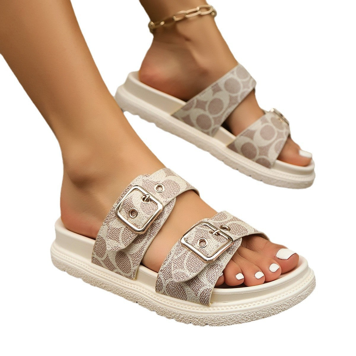 Stylish Open Toe Double Strap Summer Sandals