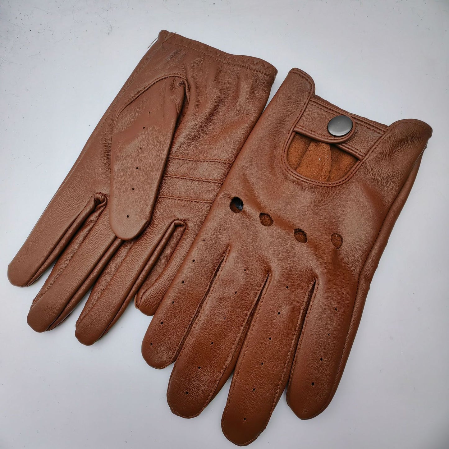 Men's Classic Perforated Leather Driving Gloves | Anti-Slip Sports Cycling & Outdoor Gloves
