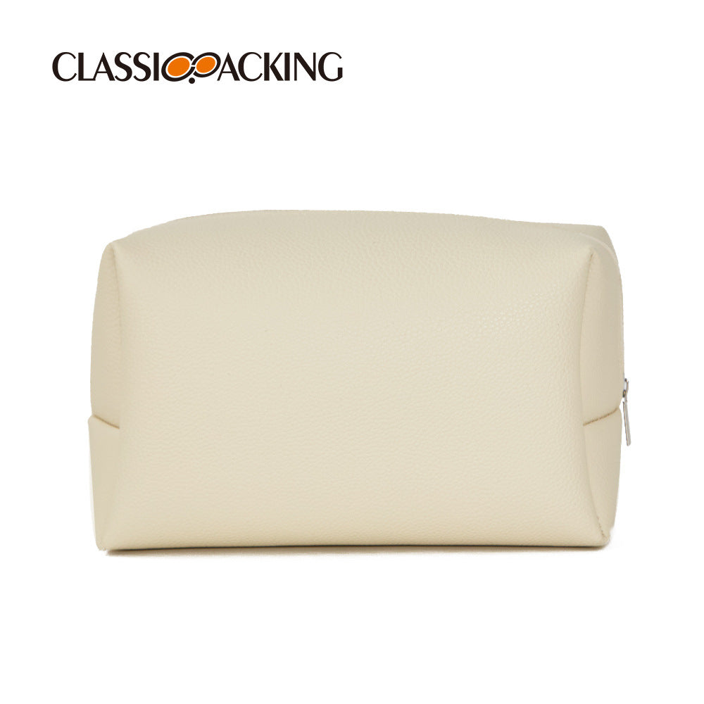 Simple Solid Color Zipper Wash Storage Bag – Square Waterproof Finishing Bag
