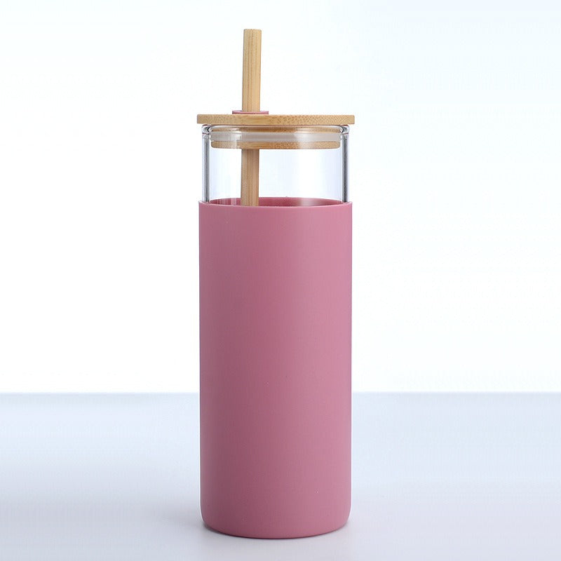 High Borosilicate Glass Tumbler with Bamboo Lid and Silicone Sleeve