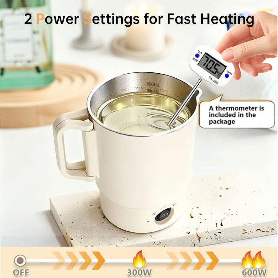 A47U 800ml Electric Wax Melter Kettle | Candle Making Pouring Pot with Thermometer