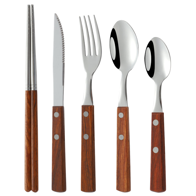 304 Stainless Steel Western Cutlery Set with Japanese Rosewood Handle