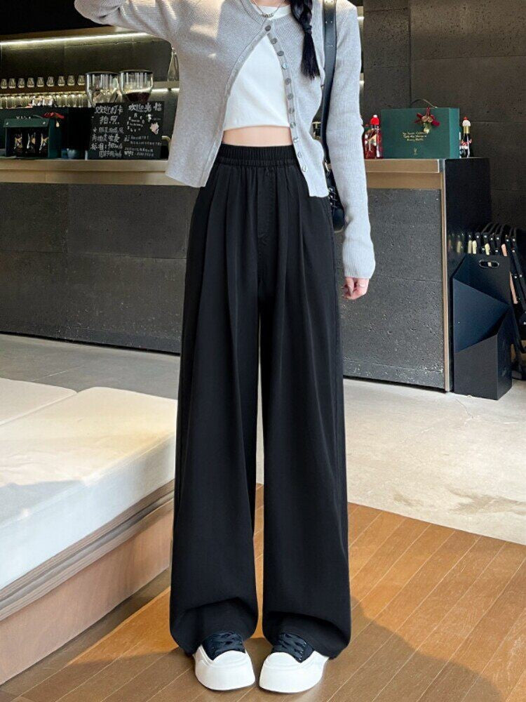 Premium High-Waisted Elastic Waist Tencil Denim Pants for Women