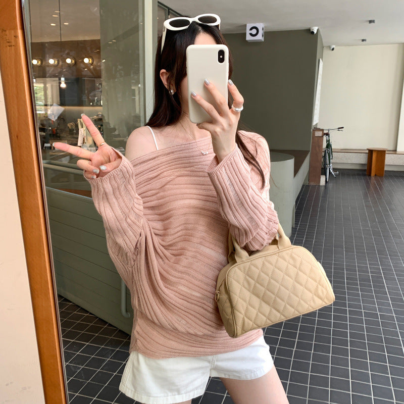 Lazy Chic Asymmetrical Cut-Out Knit Top – Unique One-Shoulder Long Sleeve Sweater for Women
