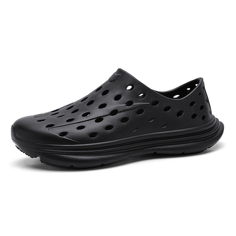 Men's Hollow Hole Beach Shoes - Fashionable Casual Soft Soled One Foot Sandals