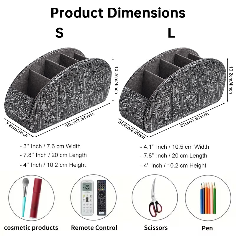 5-Slot PU Leather Remote Control Holder - Desktop Organizer for TV & Media Players