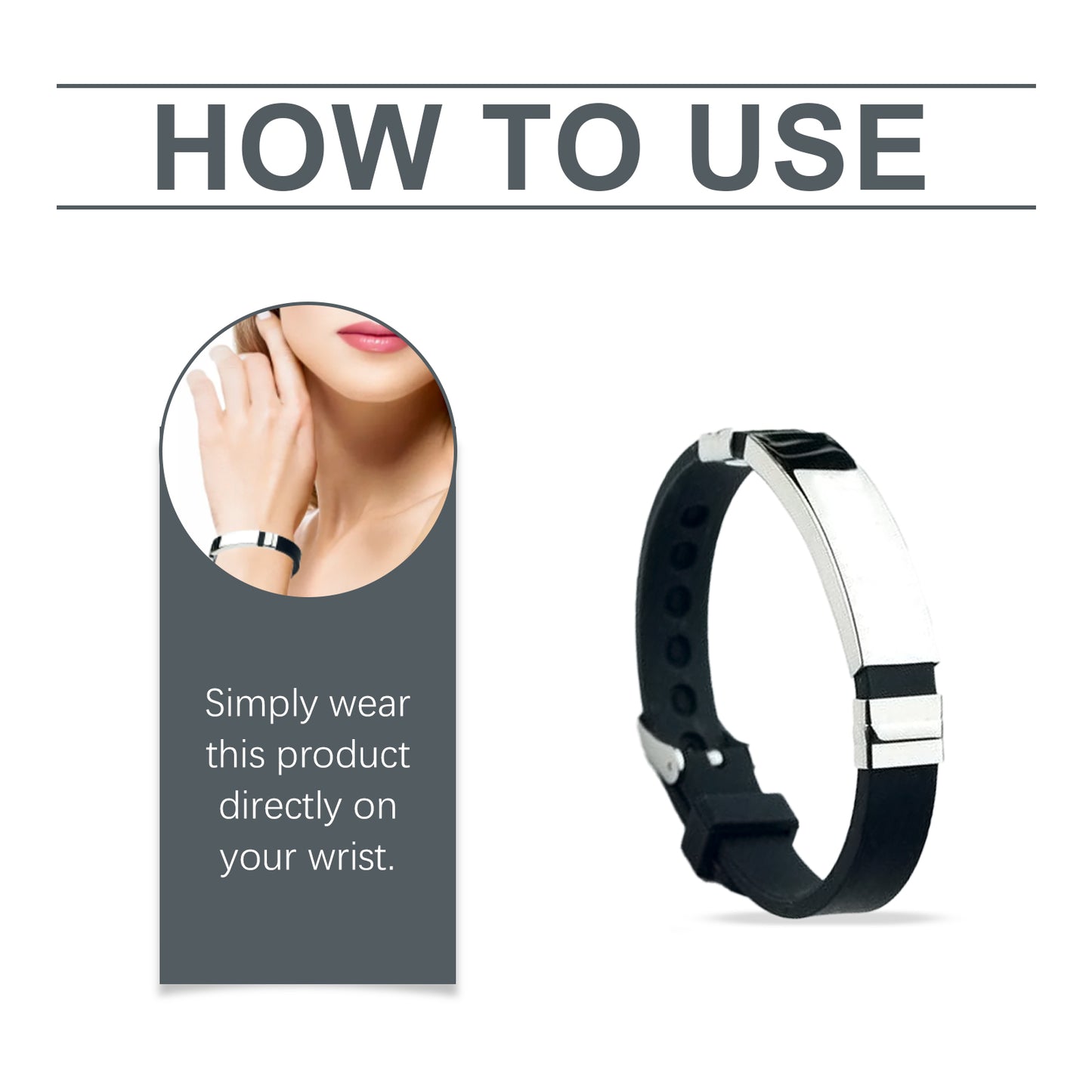 Minimalist Unisex Black Strap & Titanium Steel ID Bracelet