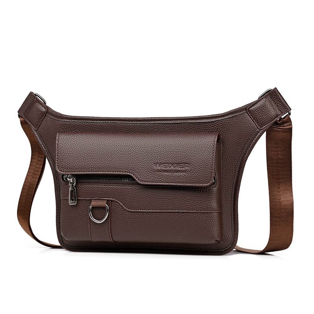 Men's Large Capacity Waterproof Faux Leather Crossbody Shoulder Messenger Bag