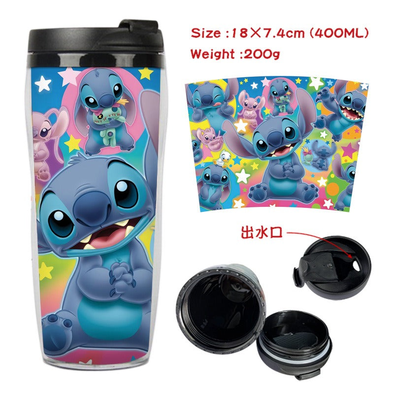 Cute Stitch Cartoon Double-Layer Insulated Travel Mug - 400ml