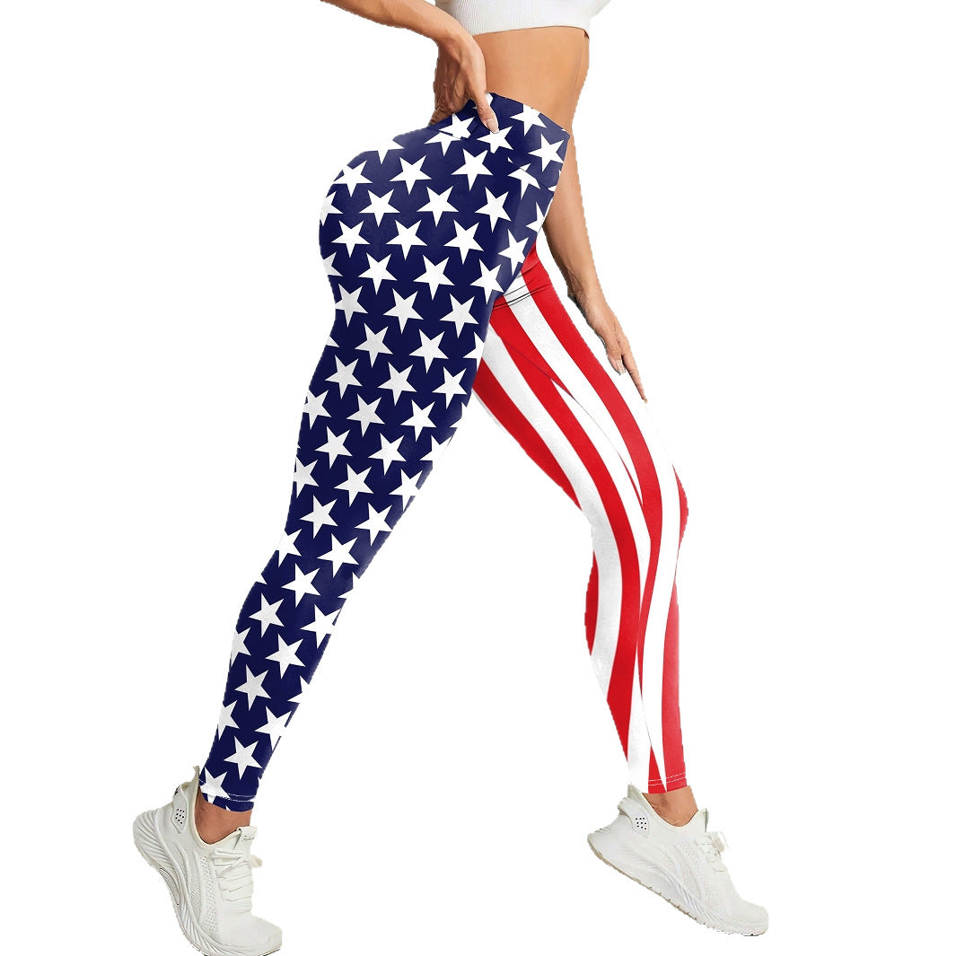 USA National Flag Women's Printed Yoga Pants - Patriotic Sports Tights